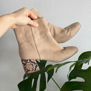 Snakeskin heel tan boots